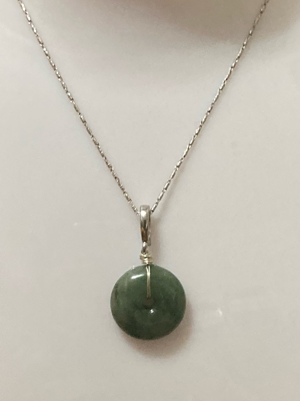 Genuine untreated grade A Jade Donut Pendant 17mm
